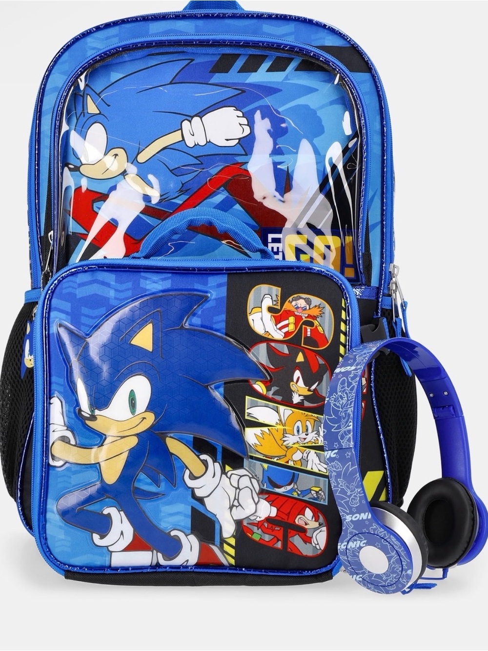 Kids Sonic The Hedgehog Blue Backpack with Matching Headphones